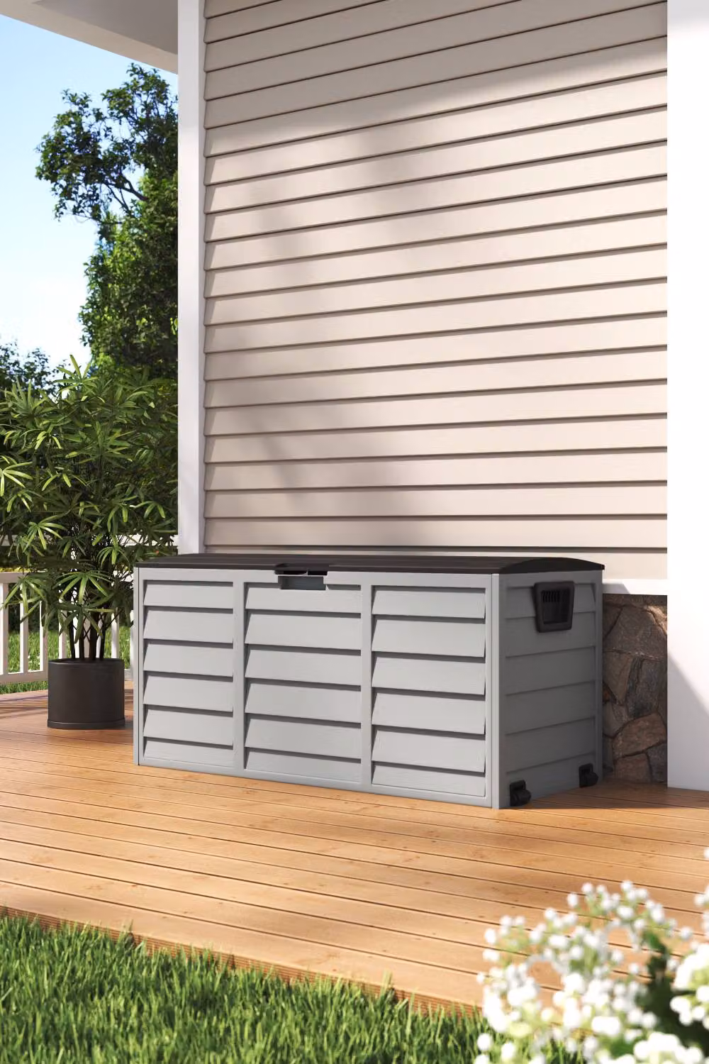Living and Home 290L Plastic Large Outdoor Garden Storage Box with Wheels in Black – 2