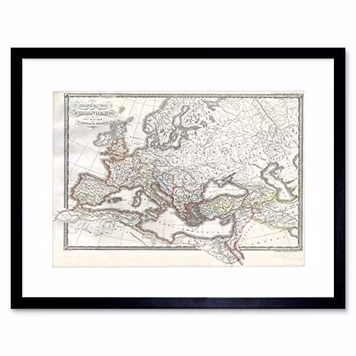 Wee Blue Coo 1850 Roman Empire East West Ancient Rome Framed Map Art Print in Multicolour Canvas