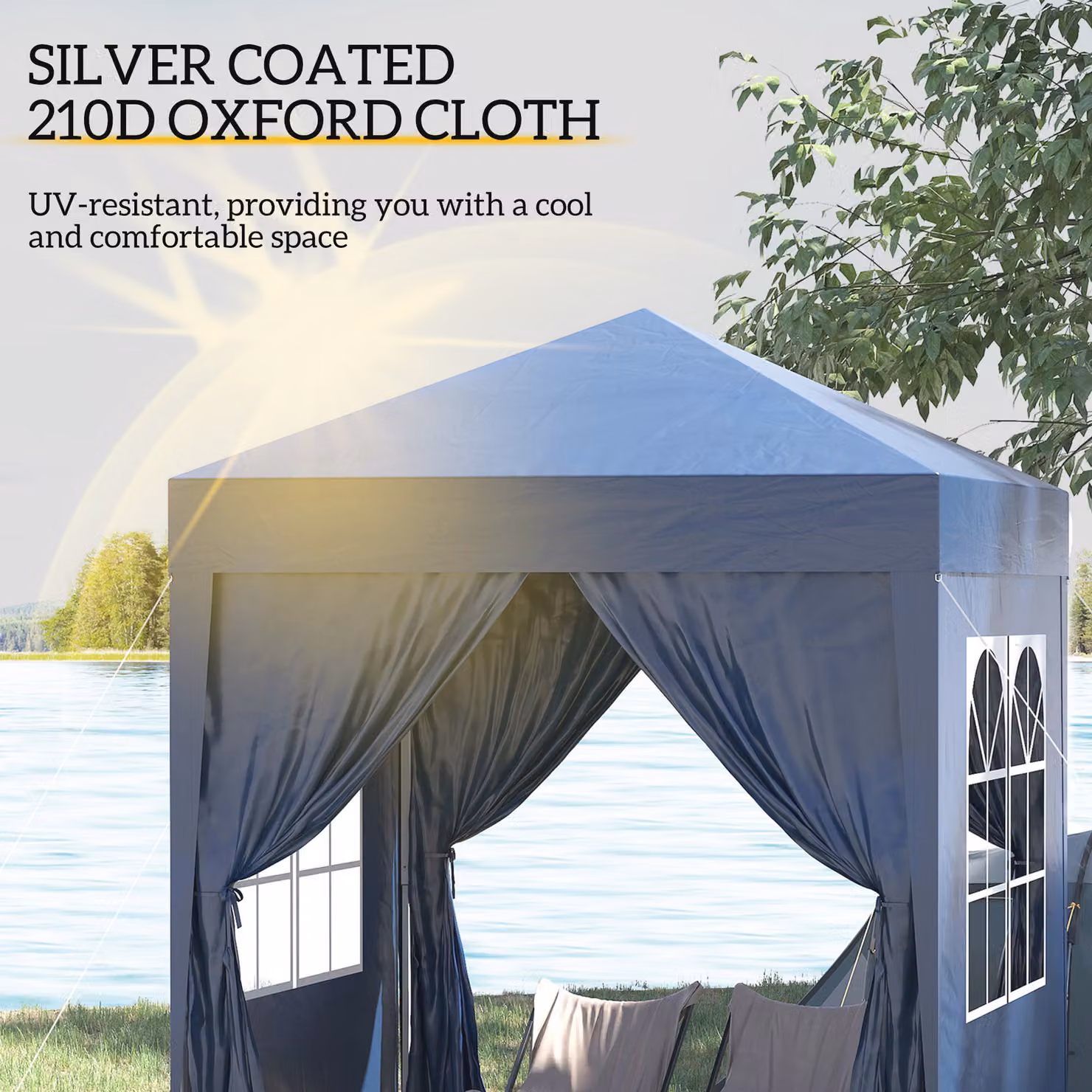 Outsunny Blue Waterproof Gazebo with Removable Walls and Carry Bag, W: 200 cm, D: 200 cm, H: 240 cm – 5