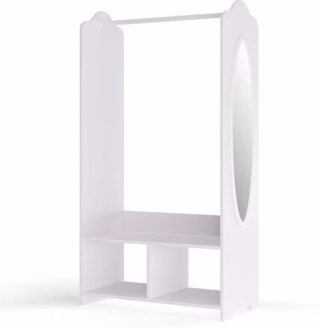 FORGEVIO MDF Wooden Hanging Clothes Rail for Childrens Wardrobe Storage in White