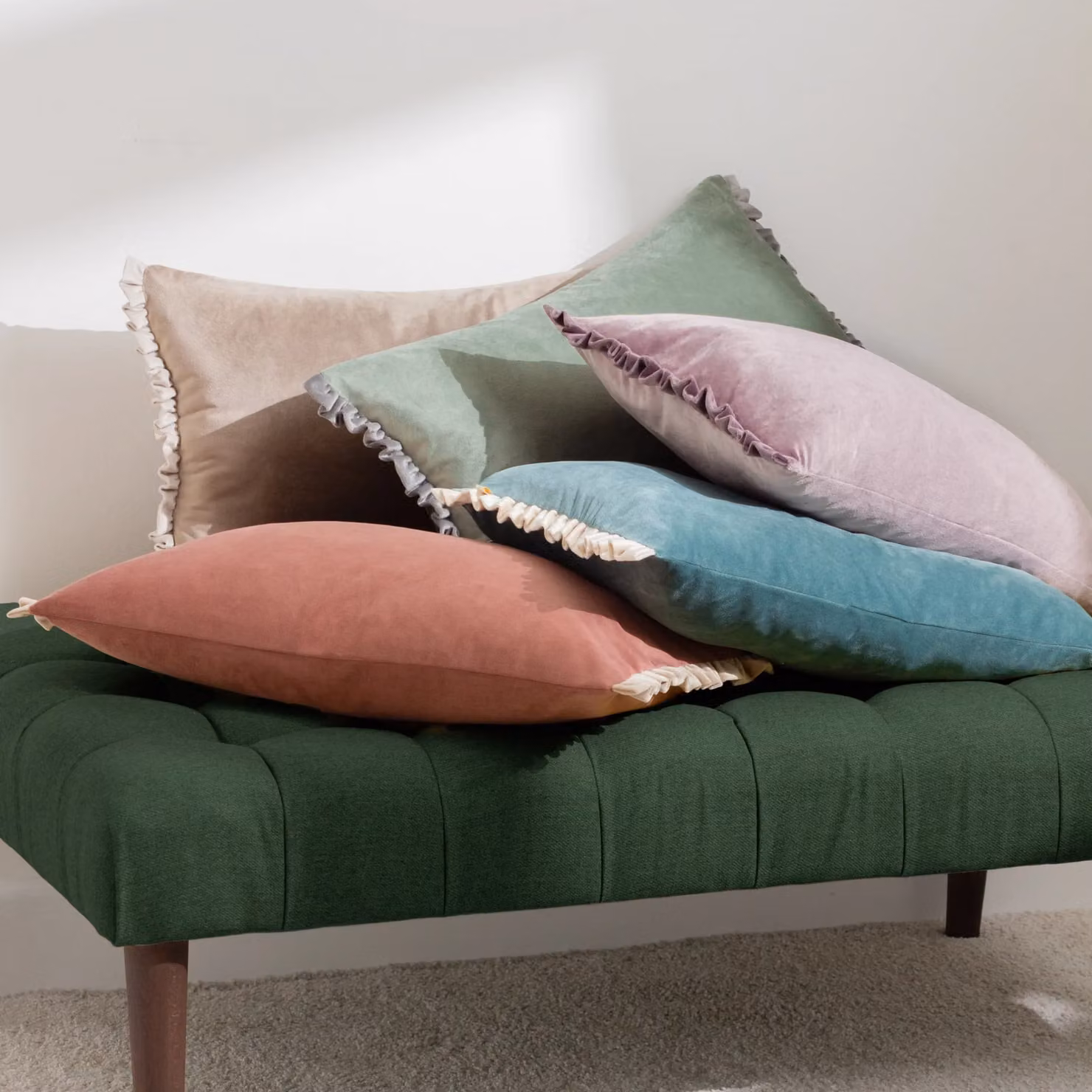 Wylder Tilly Blue Velvet Reversible Rectangular Cushion W/D/H: 30 x 30 x 50 cm – 3
