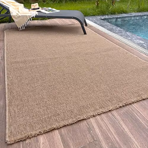 THE RUGS Nature Collection Tona Border Indoor/Outdoor Area Rug, Beige, W: 120 cm, D: 170 cm – 1