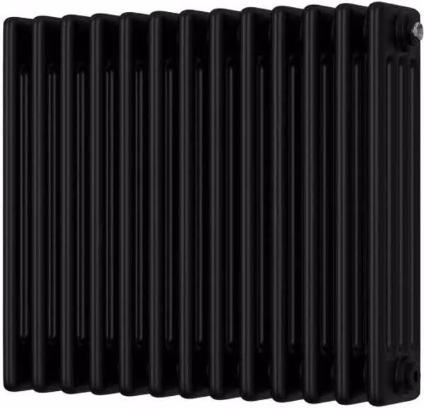 UK Radiators Alpha 4 Column Traditional Cast-Iron Style Radiator in Black, W: 59.2 cm, H: 50.0 cm – 1