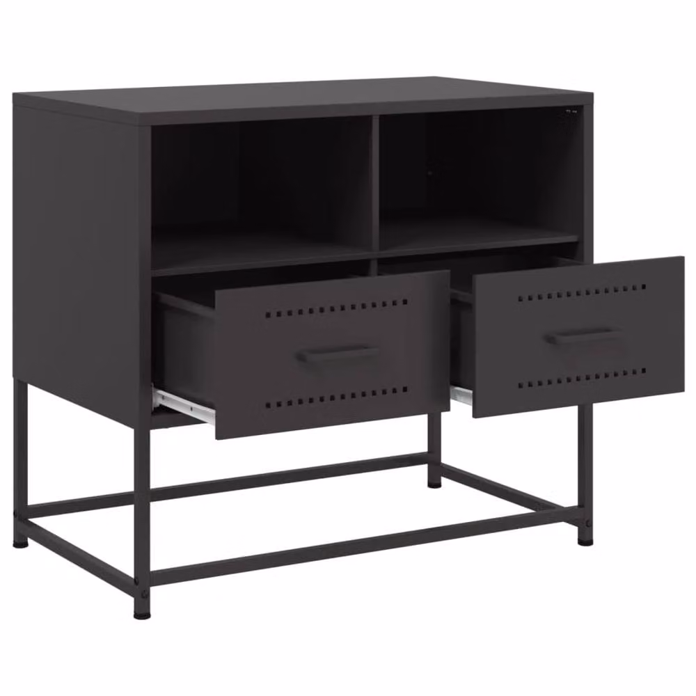 Berkfield Home Industrial TV Cabinet in Matt Black Metal, W/D/H: 68 x 39 x 60.5 cm – 6