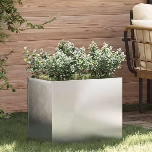 vidaXL Silver Galvanised Steel Garden Planter Tub W/D/H: 50 x 32 x 40 cm – 2