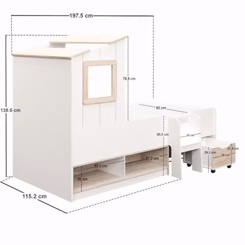 Flair Millie Low Sleeper House Bed with Storage Drawers in White – 2