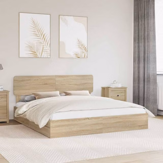 Berkfield Home Sonoma Oak Storage Bed with Drawers, Brown, W/D/H: 180 x 200 cm