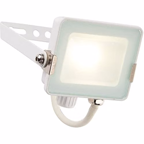 Loops 10W Cool White LED Outdoor Waterproof IP65 Floodlight in Matt White Aluminium and Glass