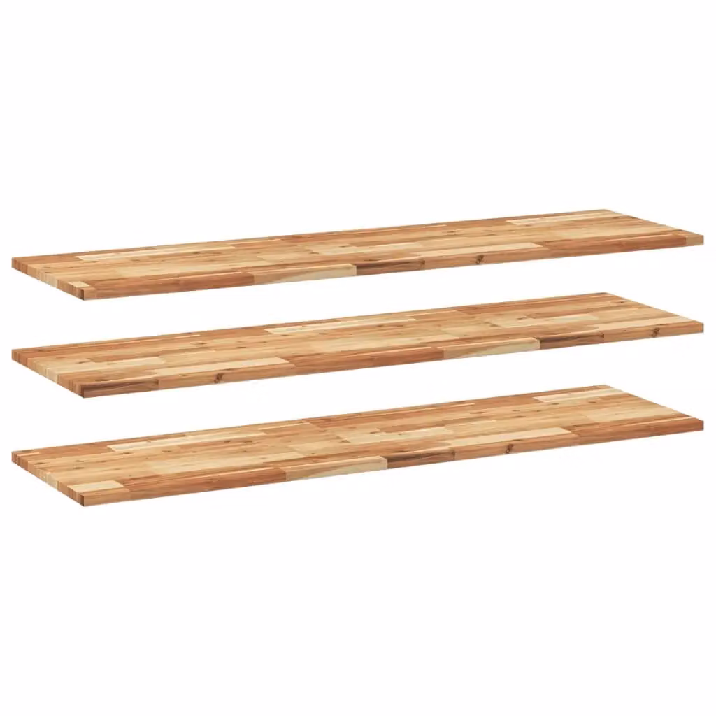Berkfield Home Set of 3 Brown Oil Finished Solid Wood Acacia Floating Shelves, W/D/H: 120 x 40 x 2 cm