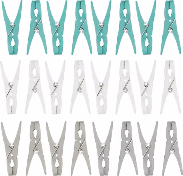 JVL Plastic Clothes Pegs in Blue, Grey, White and Turquoise