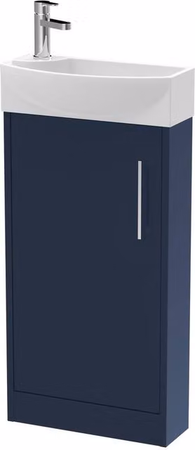 Balterley Midnight Blue Single Door Freestanding Bathroom Vanity Unit with Basin, W/D/H: 44 x 22 x 92.3 cm