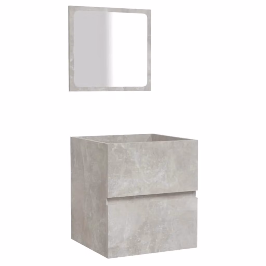 Berkfield Home Wall Mounted Modern Bathroom Cabinet with Mirror in Concrete Grey – 2