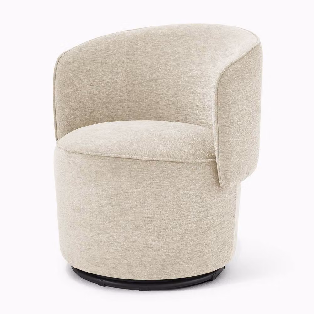 FurnitureboxUK Liode Beige Fabric Round Swivel Accent Chair – 2