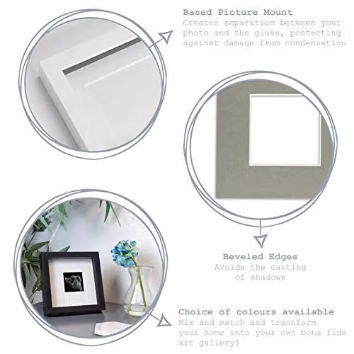 Nicola Spring Pack of 2 Modern Square 3D Shadow Box Photo Frames in Grey with Black and White Mounts, W/D/H: 10 x 10 x 3.5 cm – 1