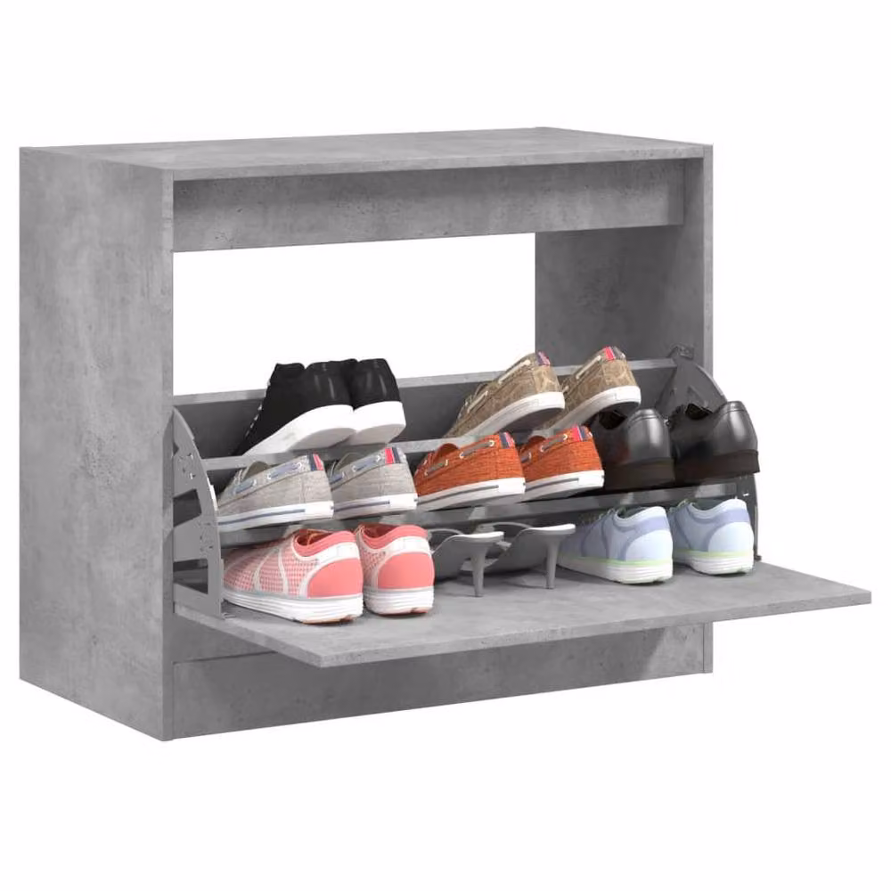 Berkfield Home Modern Grey Shoe Cabinet with Tilting Compartments, W/D/H: 80 x 42 x 69 cm – 2