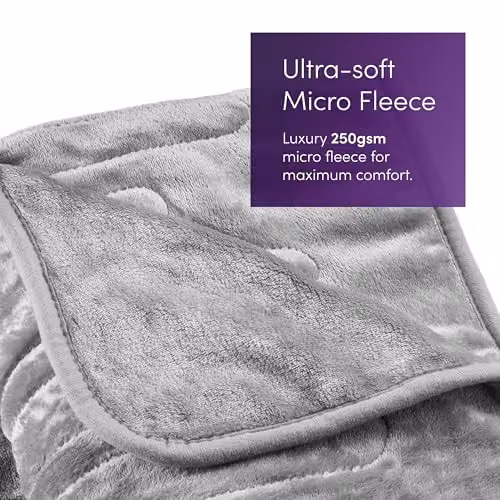 Emperial Luxury Heated Fleece Blanket in Grey, W/D/H: 160 x 130 cm – 7