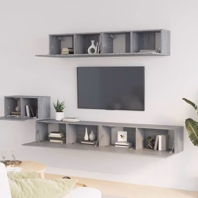 Berkfield Home Classic 5 Piece TV Cabinet Set in Grey Sonoma Matt Engineered Wood – 1