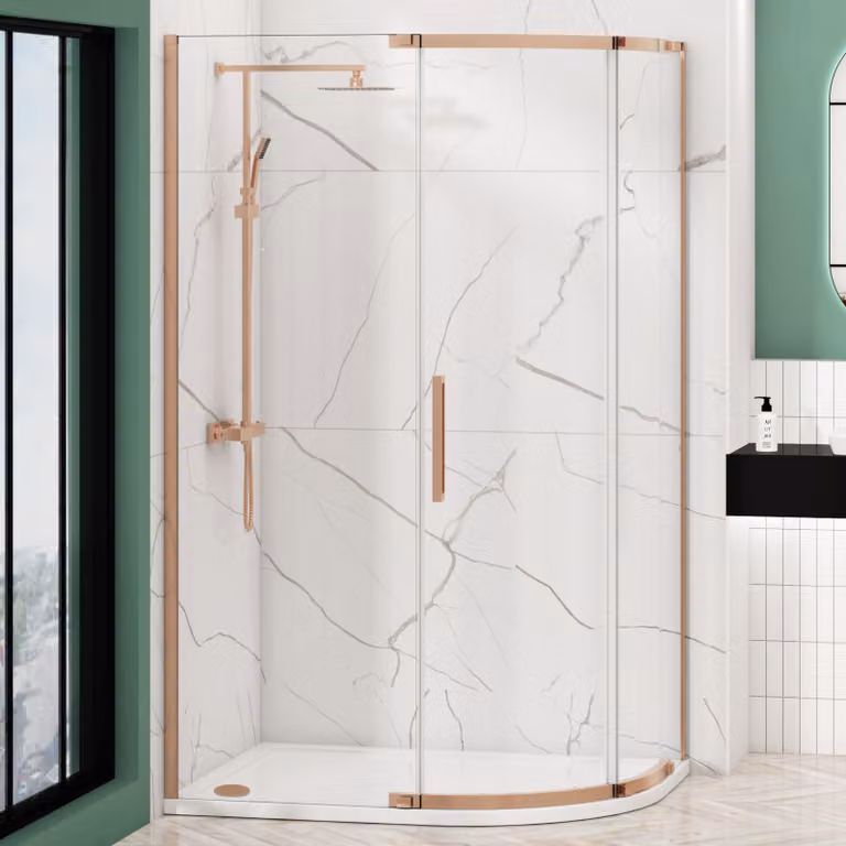 Royal Bathrooms Chelsea Single Door Offset Quadrant Shower Enclosure with 8mm Easy Clean Glass, Brushed Bronze, W: 120 cm, D: 90 cm, H: 195 cm