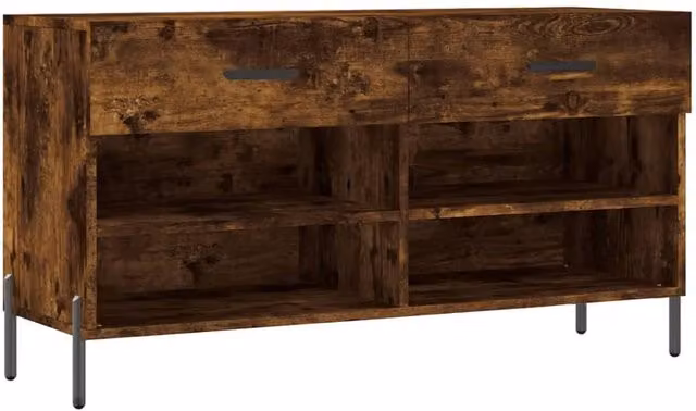 Berkfield Home Smoked Oak Shoe Bench in Brown, W/D/H: 102 x 35 x 55 cm – 1