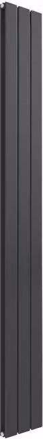 Bathroom Kingdom Anthracite Double Flat Panel Vertical Steel Radiator, H x W: 180 x 21.8 cm