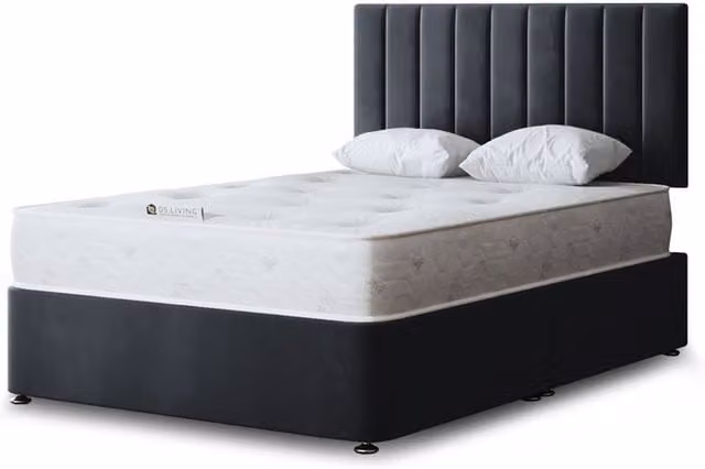 DS Living Amelia Upholstered Velvet Panel Bed with 2 Drawers, W/D/H: 200 x 200 cm