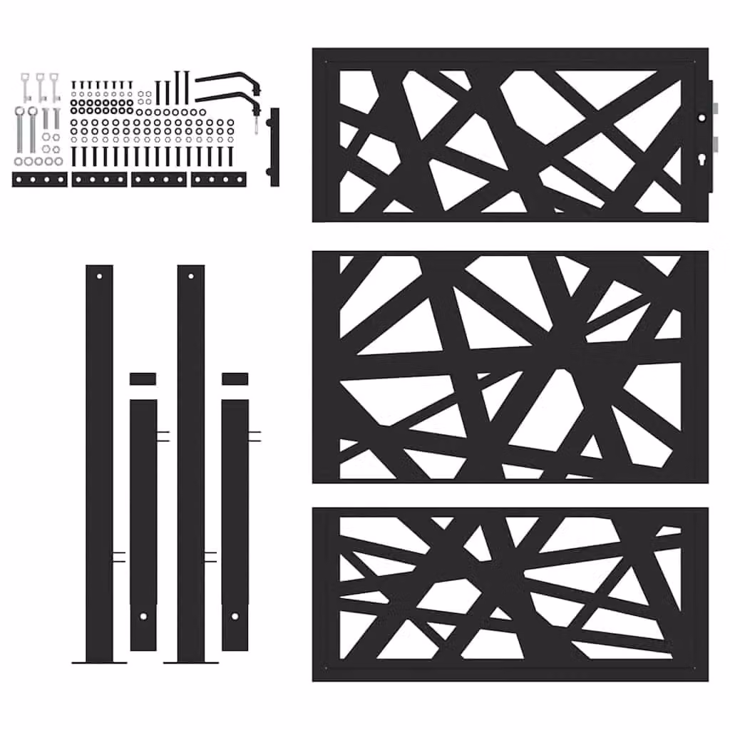 Berkfield Steel Garden Gate in Black, W: 105 cm, H: 130 cm – 3