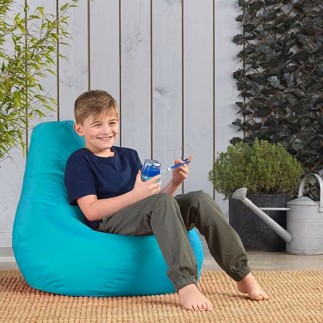 ICON Set of 2 Kids Gaming Bean Bag Chairs in Petrol Blue, W/D/H: 120 x 100 x 120 cm