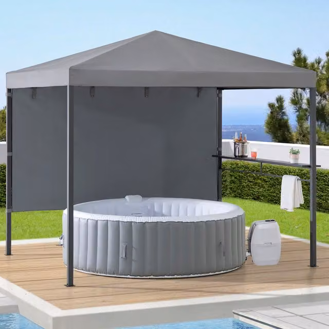 Sunjoy Grey Outdoor Steel Frame Hip Roof Pavilion