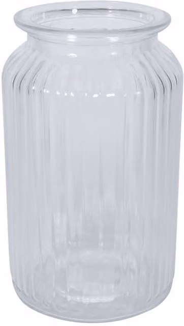 Kingsbury Gifts Ribbed Glass Tabletop Vase, Transparent, Height: 18.5 cm