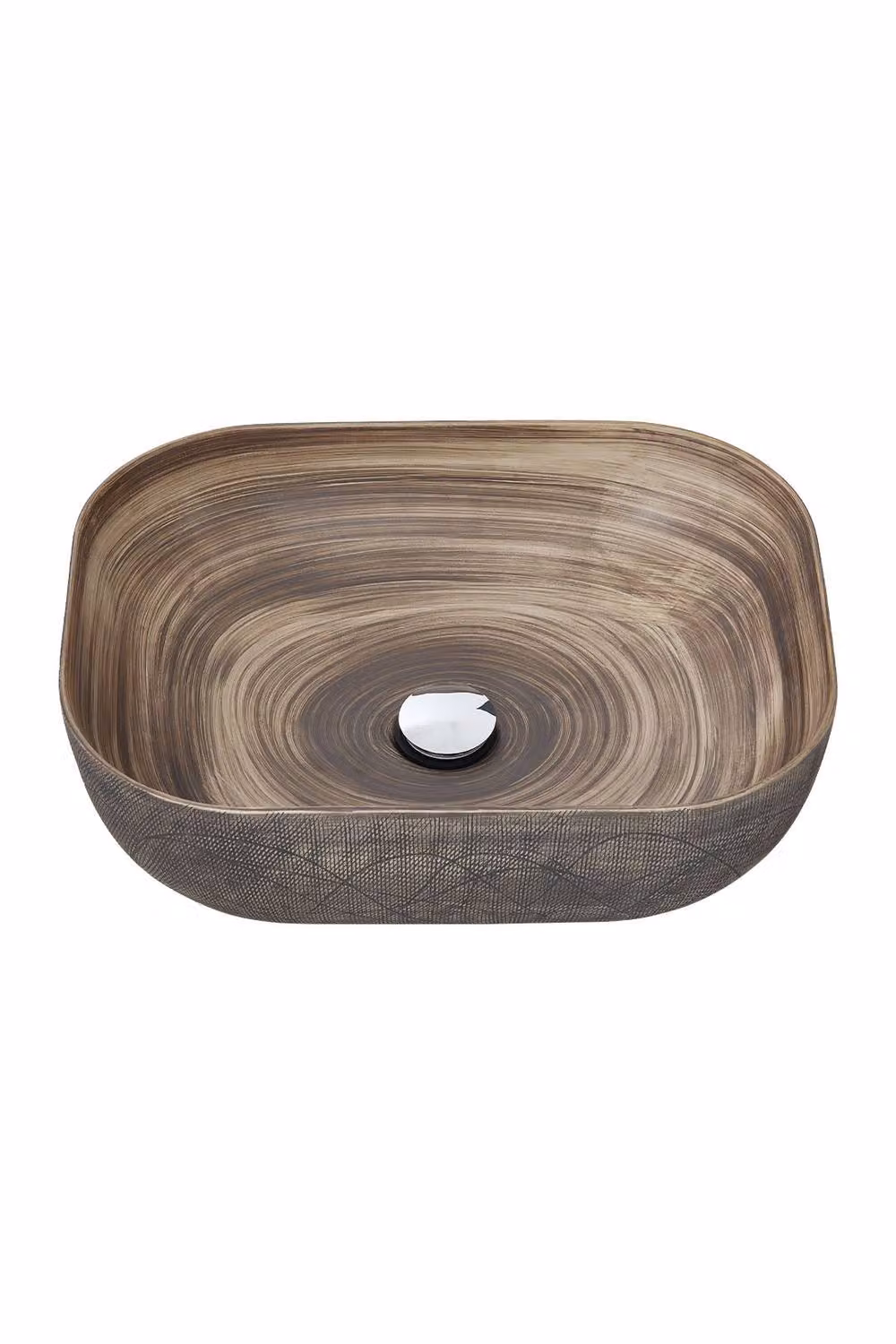 Living and Home Rectangular Ceramic Countertop Vessel Sink with Waste Kit in Brown and Multicolour – 3