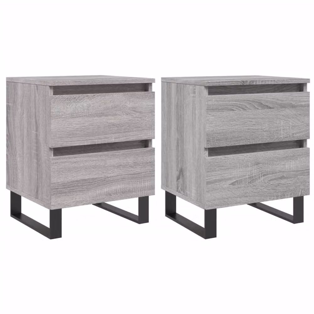 Berkfield Home Set of 2 Grey Sonoma Bedside Cabinets in Engineered Wood, W: 40 cm, D: 35 cm, H: 50 cm – 1