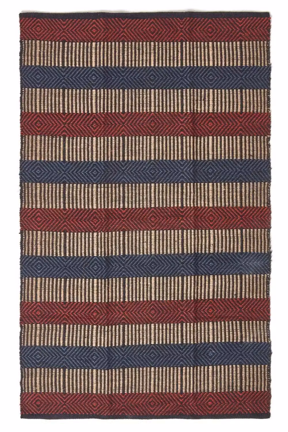Homescapes Multicolour Red and Blue Striped Geometric Jute Rug W/D/H: 90 x 150 cm – 2