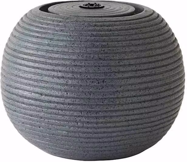 FLAVORA Solar Round Ribbed Ball Garden Water Fountain in Grey – 1