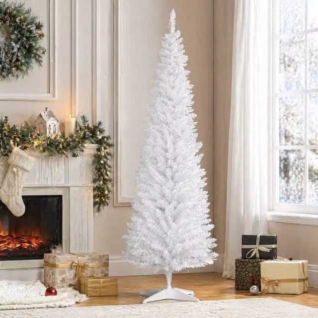 STILVORA White Modern Freestanding Christmas Tree with Stand, Height: 180 cm – 1