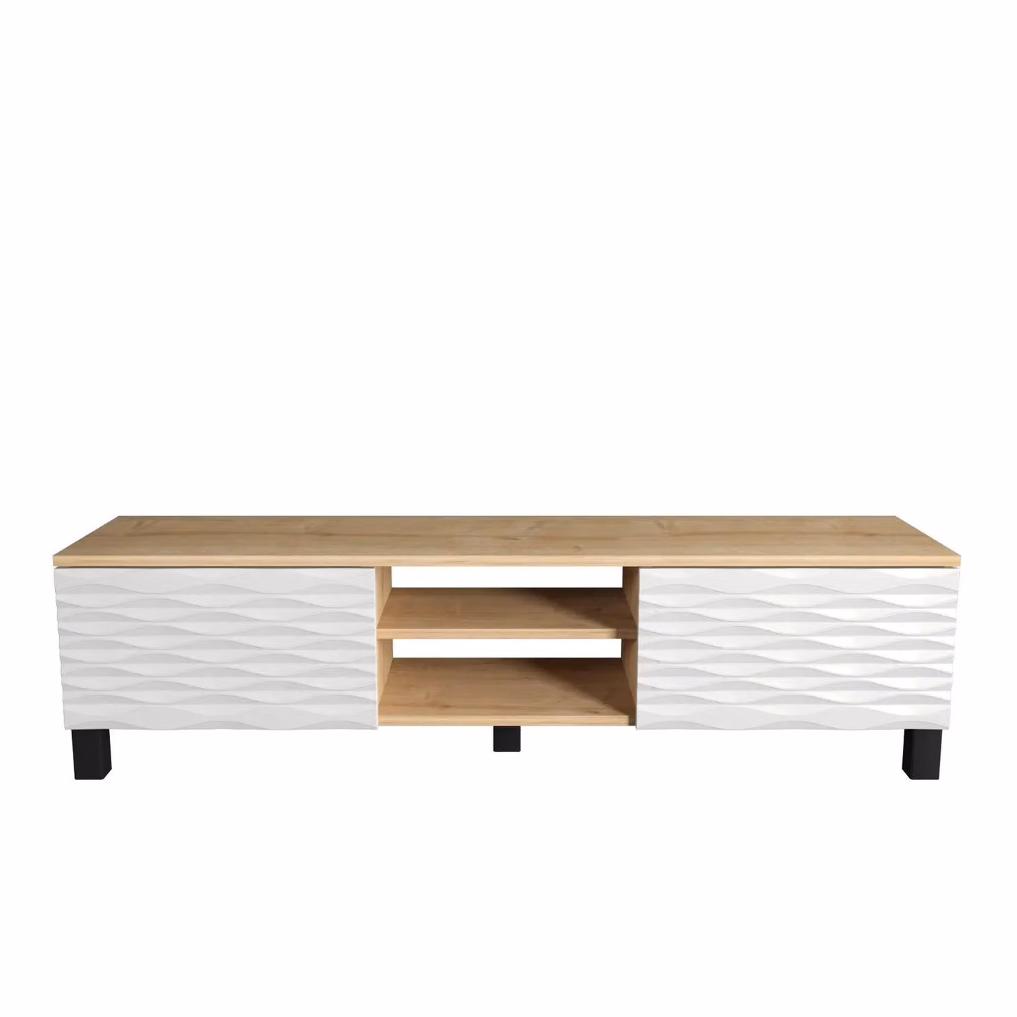 Decorotika Lukas TV Stand for TVs up to 64 inch in Light Oak and White – 3