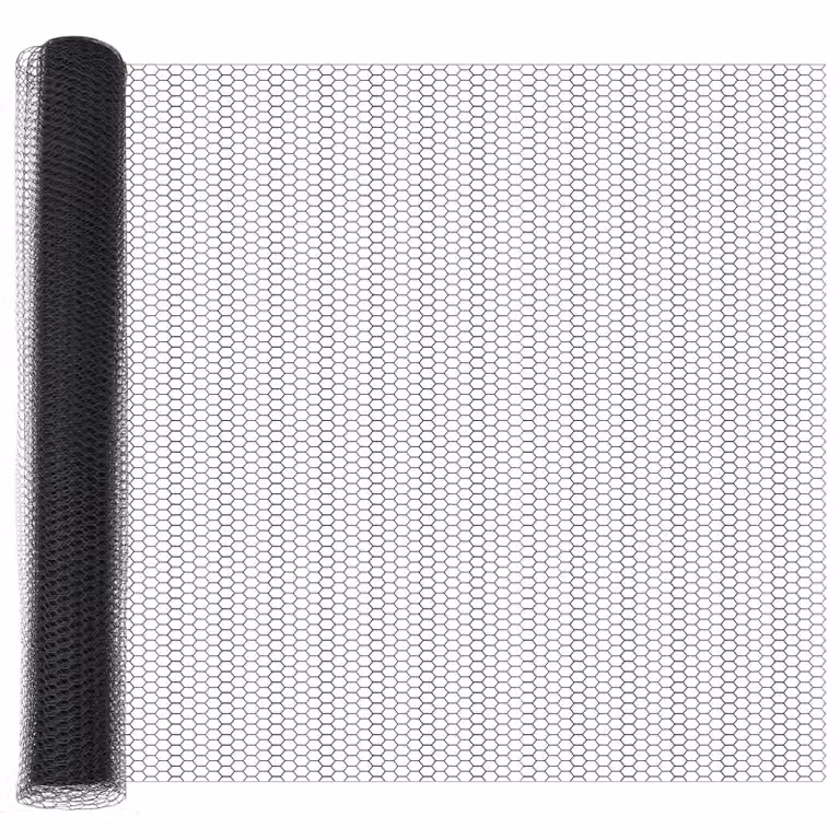 Berkfield Home Hexagon Wire Mesh Fence, Grey and Black Galvanised Steel, H: 140 cm x W: 25 m