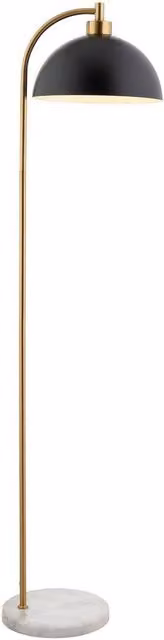 Netlighting Buchanan Floor Lamp in Matt Black and Antique Brass with Grey Marble Base, E27