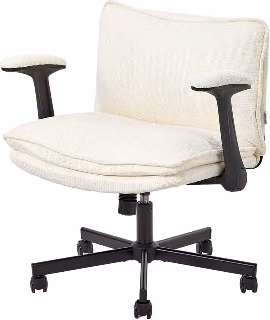 Living and Home Modern Chenille Upholstered Task Chair with Metal Cross Legs in Beige