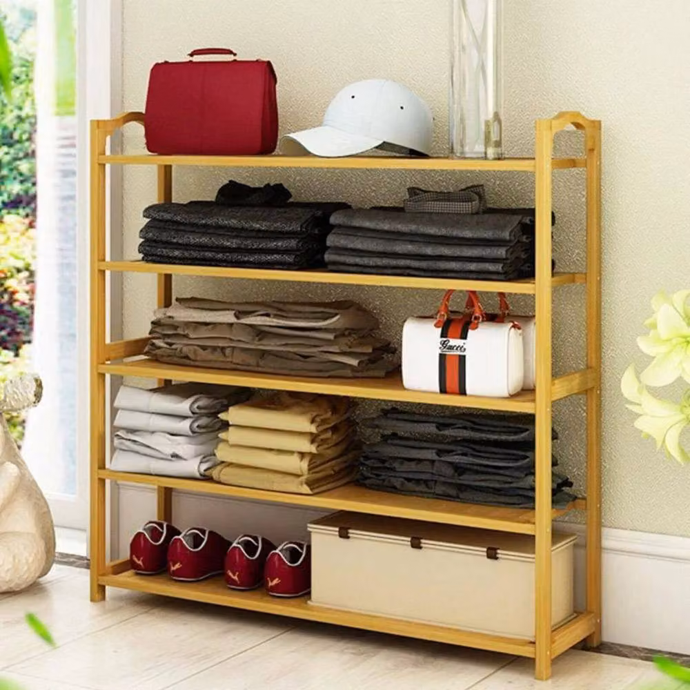SPETLEK 4-Tier Bamboo Slatted Shoe Rack in Natural Brown – 3
