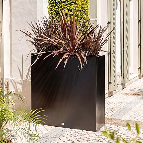 Primrose Tall Trough Fibreglass Planter, Black, W: 60 cm, D: 30 cm, H: 90 cm – 1