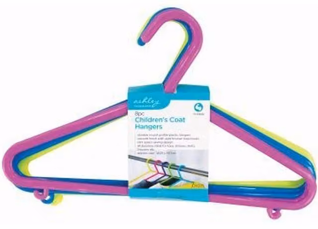 Ashley Multicolour Plastic Space Saving Childrens Hangers, Pack of 8