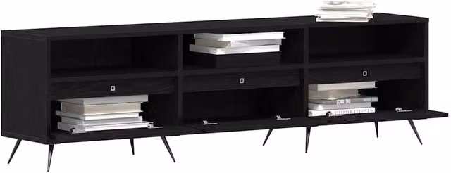 Berkfield Home Black TV Cabinet in Engineered Wood W/D/H: 150 x 44.5 x 44.5 cm