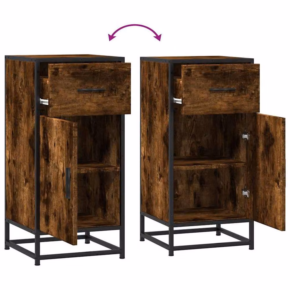 Berkfield Home Industrial Sideboard in Smoked Oak and Brown, W/D/H: 35.5 x 35 x 76 cm – 5