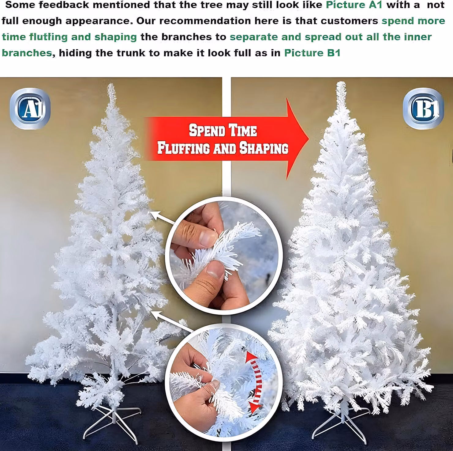 Shatchi White Alaskan Pine Artificial Christmas Tree – 6