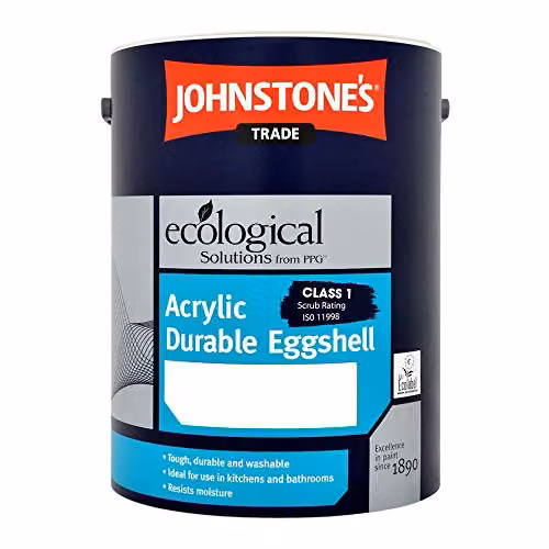 Johnstone's Trade Acrylic Eggshell Brilliant White Water Based Dispersion, 5 l