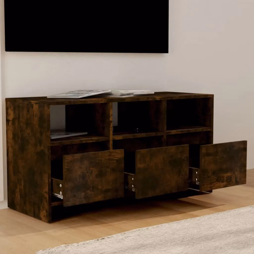 Berkfield Home Modern TV Cabinet in Smoked Oak Brown, W/D/H: 102 x 37.5 x 52.5 cm – 3