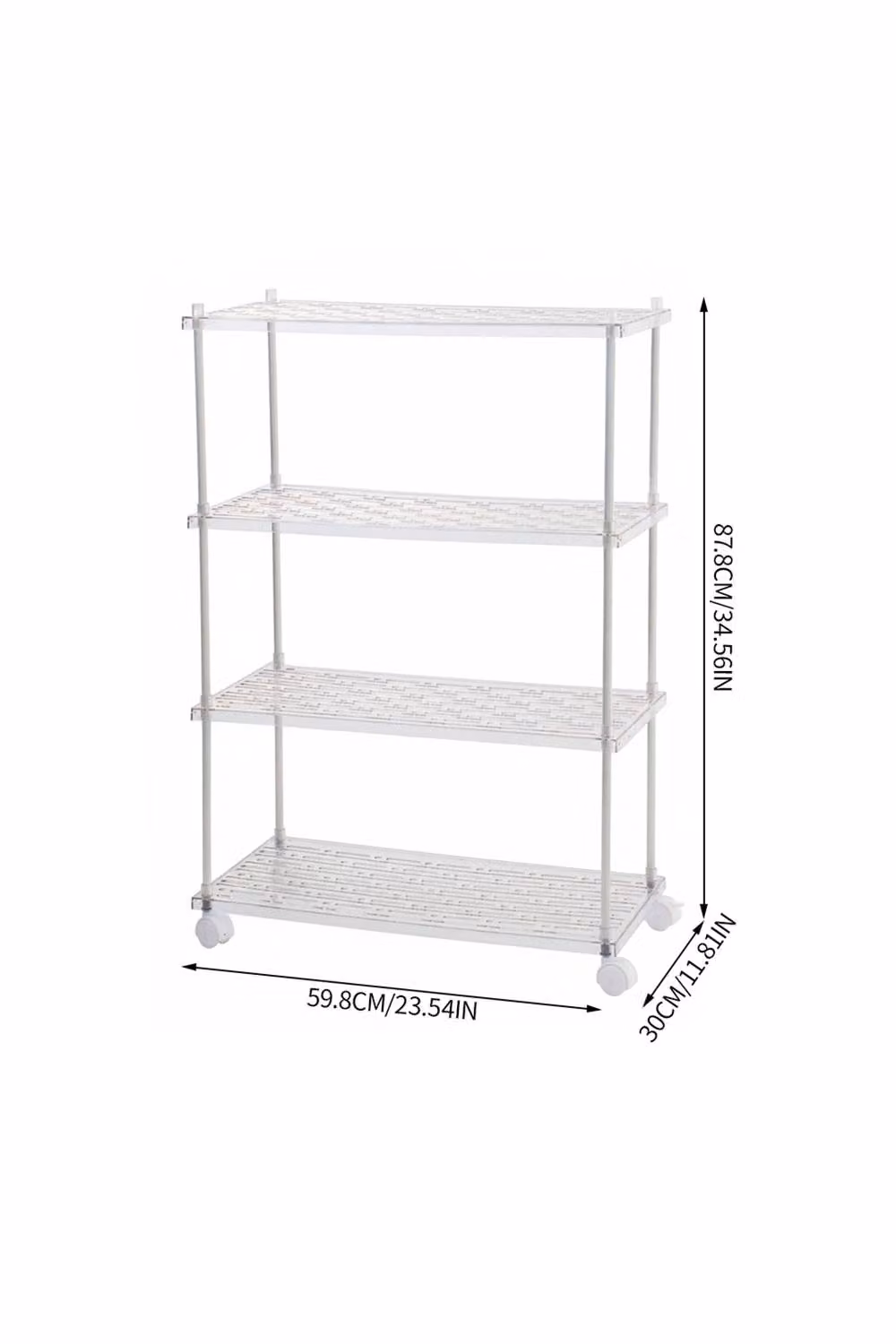 Living and Home 4-Tier Transparent Rolling Storage Cart in Clear, Large – 3