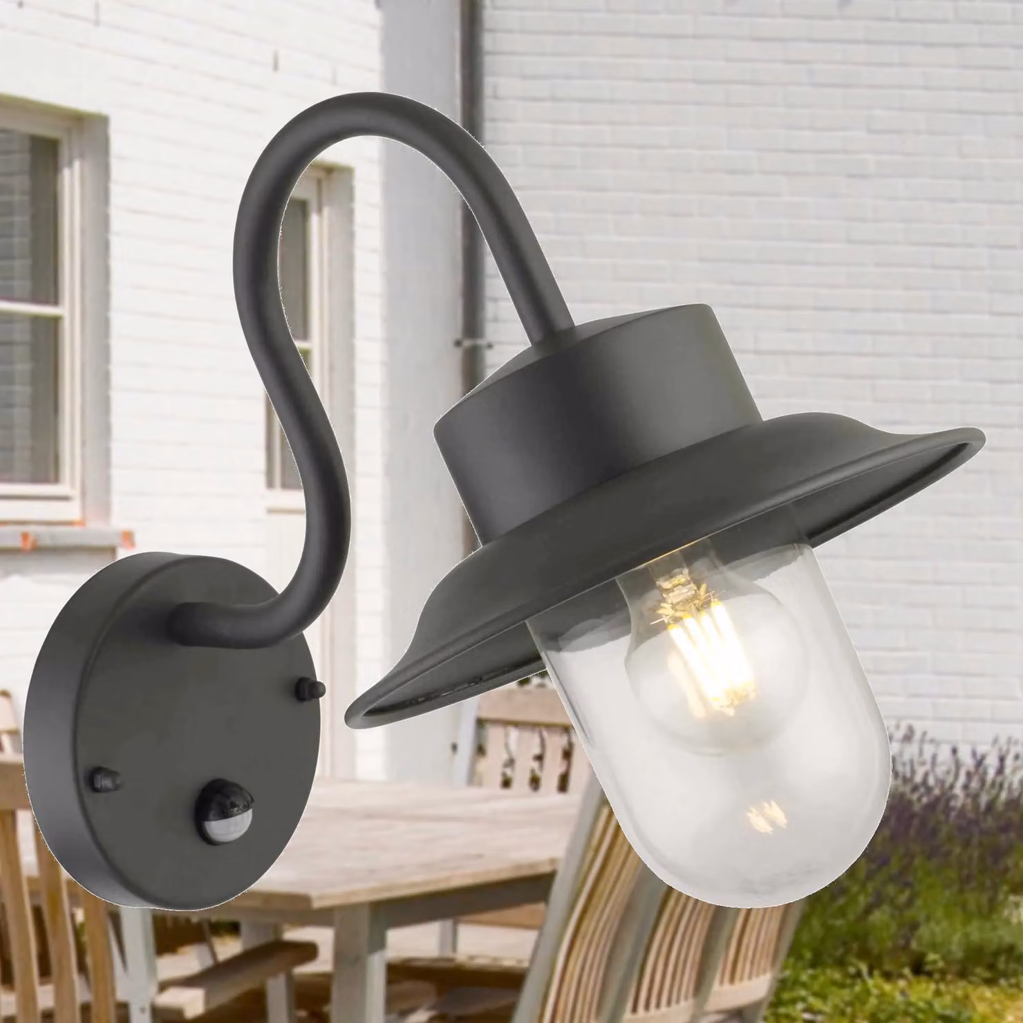 First Choice Lighting Montford Black Motion Sensor Outdoor Wall Light H: 36.5 cm, W: 23 cm, D: 13.5 cm – 3