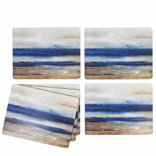 Creative Tops Set of 4 Blue and Grey Graphic Wooden Placemats with Cork Backing, W: 30 cm, D: 22.8 cm – 1