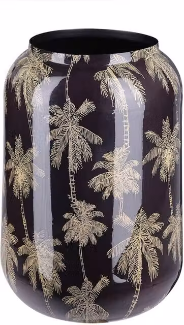 Libra Interiors Palm Small Tabletop Vase in Gold, Black and Multicolour